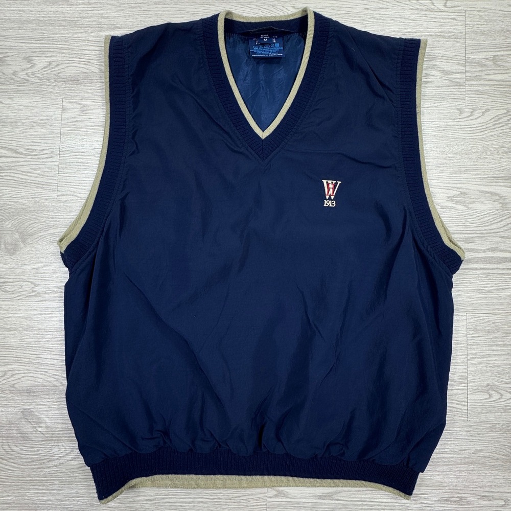 Sunderland Men's Golf Vest Classic Pullover Navy Blue Medium Windbreaker V-Neck